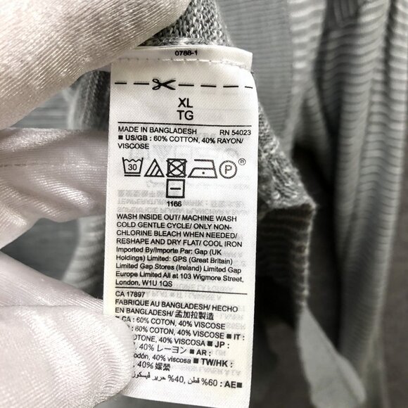 Gap Open Front Cardigan Womens XL Gray Striped Slub Knit Lightweight Side Vents - Picture 8 of 9